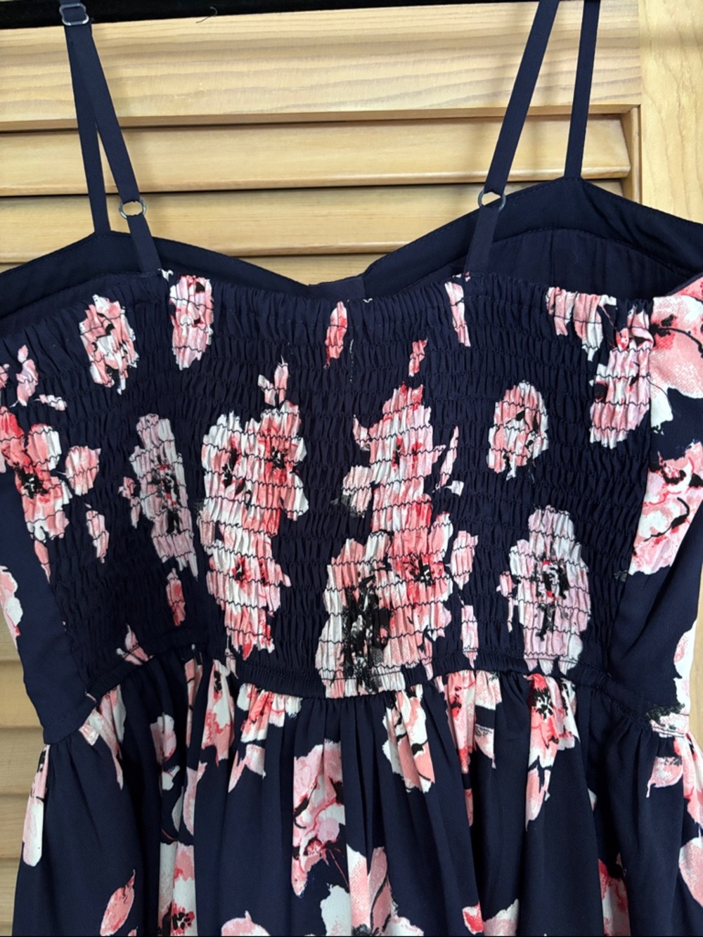 Band of Gypsies Navy Mini Dress with Pink Floral Print - Picture 4 of 4
